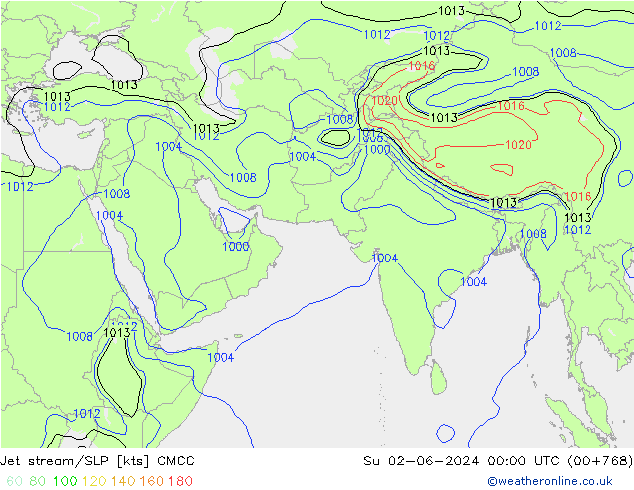 高速氣流/地面气压 CMCC 星期日 02.06.2024 00 UTC