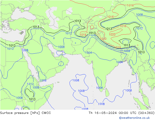 Presión superficial CMCC jue 16.05.2024 00 UTC