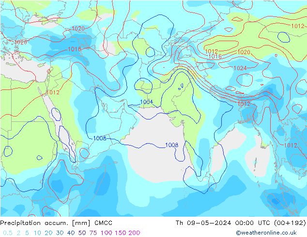 Precipitation accum. CMCC Čt 09.05.2024 00 UTC