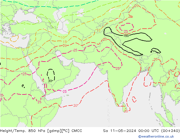 Height/Temp. 850 hPa CMCC sab 11.05.2024 00 UTC