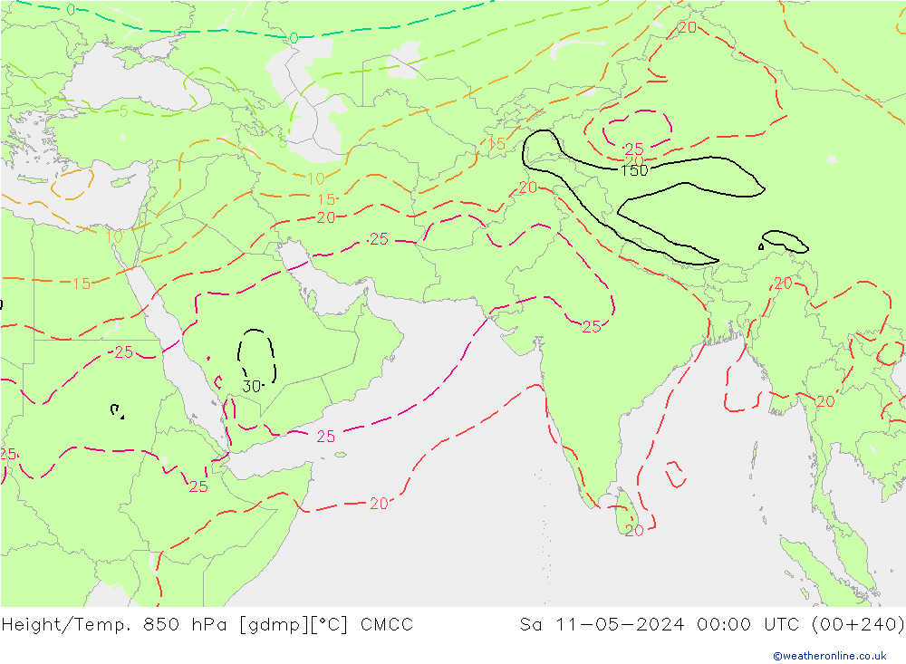 Height/Temp. 850 hPa CMCC So 11.05.2024 00 UTC