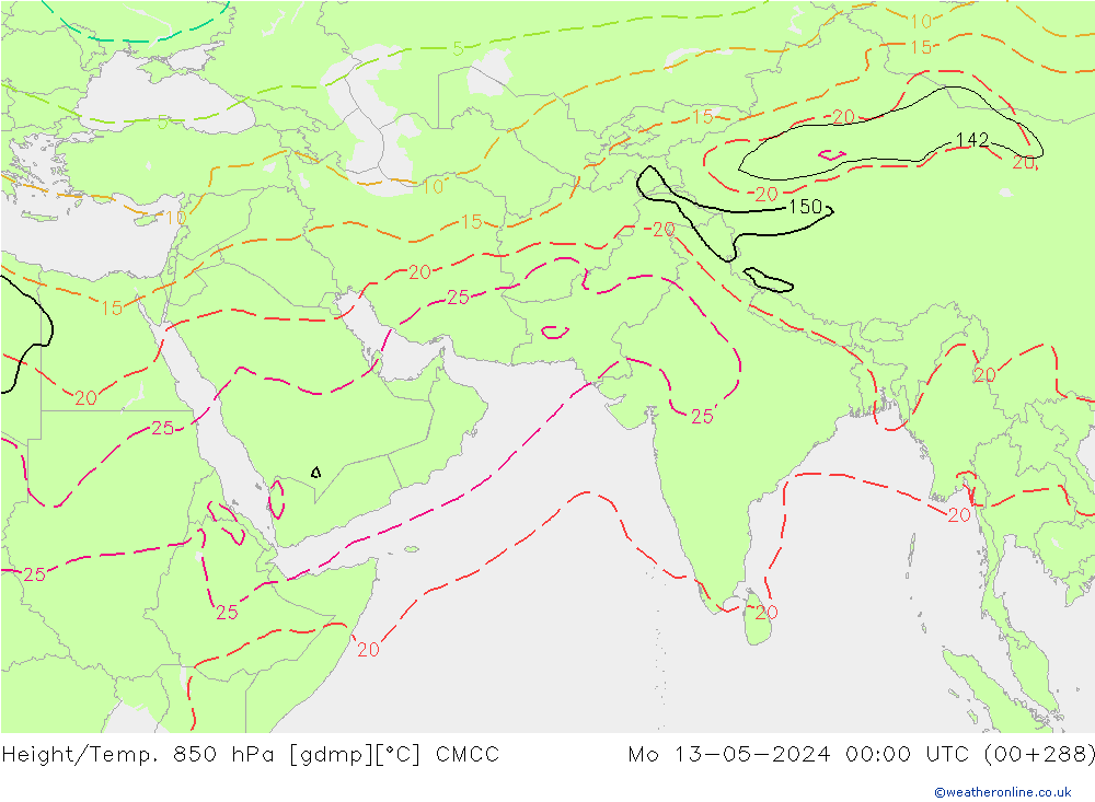 Height/Temp. 850 гПа CMCC пн 13.05.2024 00 UTC