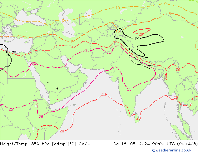 Height/Temp. 850 hPa CMCC Sa 18.05.2024 00 UTC