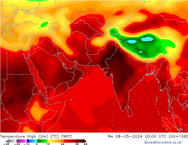 Temperatura máx. (2m) CMCC mié 08.05.2024 00 UTC