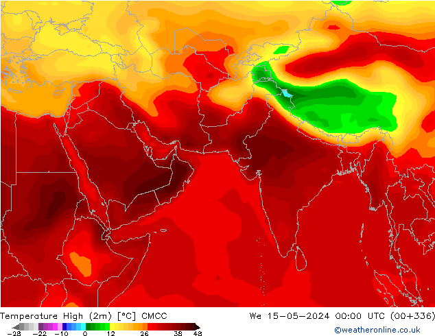 température 2m max CMCC mer 15.05.2024 00 UTC