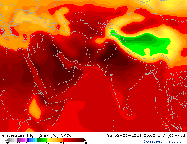 Temperature High (2m) CMCC Su 02.06.2024 00 UTC