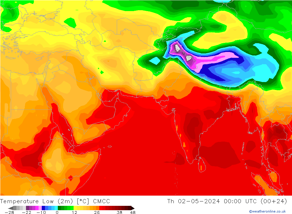 Temperature Low (2m) CMCC Th 02.05.2024 00 UTC