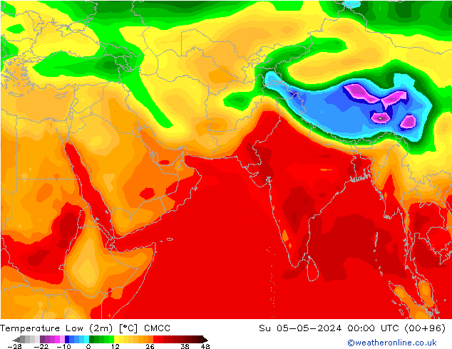 Temperature Low (2m) CMCC Su 05.05.2024 00 UTC