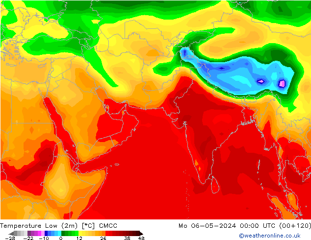 Min.temperatuur (2m) CMCC ma 06.05.2024 00 UTC