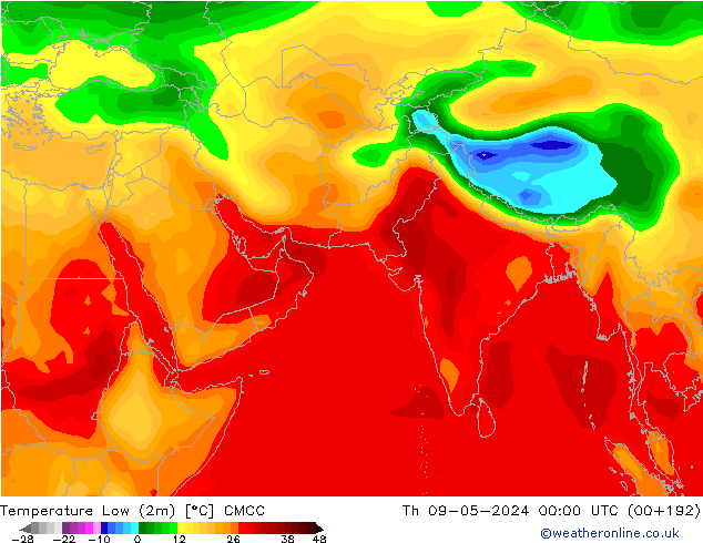 Temperatura mín. (2m) CMCC jue 09.05.2024 00 UTC