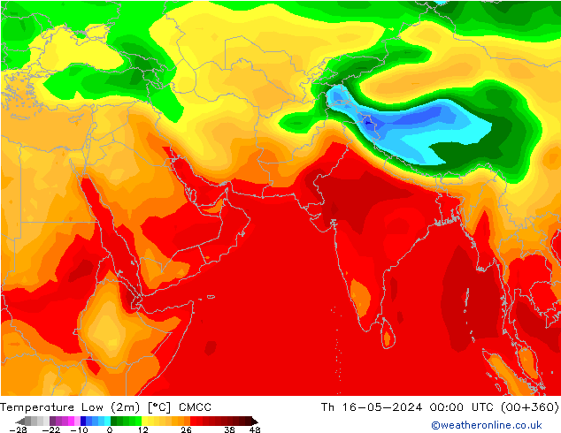 Temperatura mín. (2m) CMCC jue 16.05.2024 00 UTC