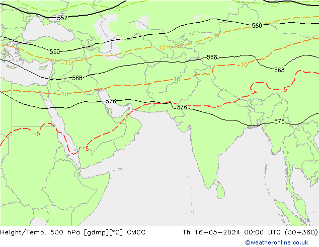 Height/Temp. 500 hPa CMCC Th 16.05.2024 00 UTC