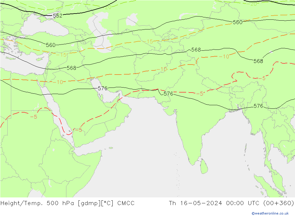 Géop./Temp. 500 hPa CMCC jeu 16.05.2024 00 UTC