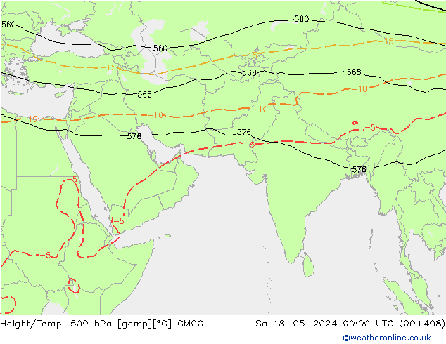 Height/Temp. 500 hPa CMCC Sa 18.05.2024 00 UTC