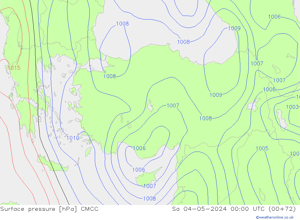 Presión superficial CMCC sáb 04.05.2024 00 UTC