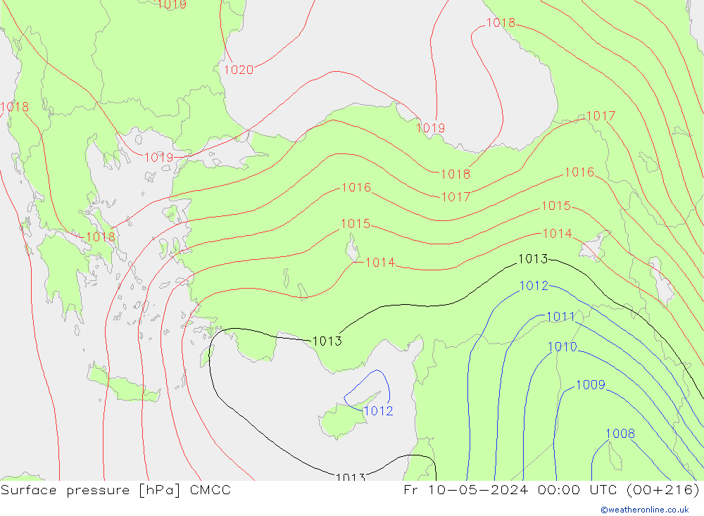 Pressione al suolo CMCC ven 10.05.2024 00 UTC