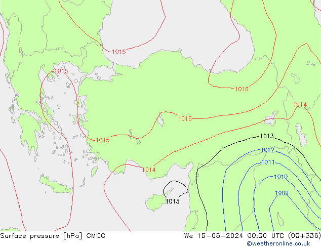 Pressione al suolo CMCC mer 15.05.2024 00 UTC