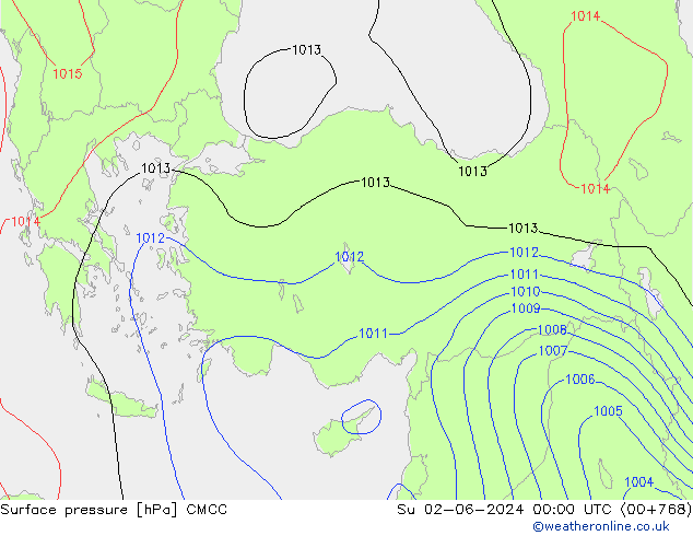 pression de l'air CMCC dim 02.06.2024 00 UTC