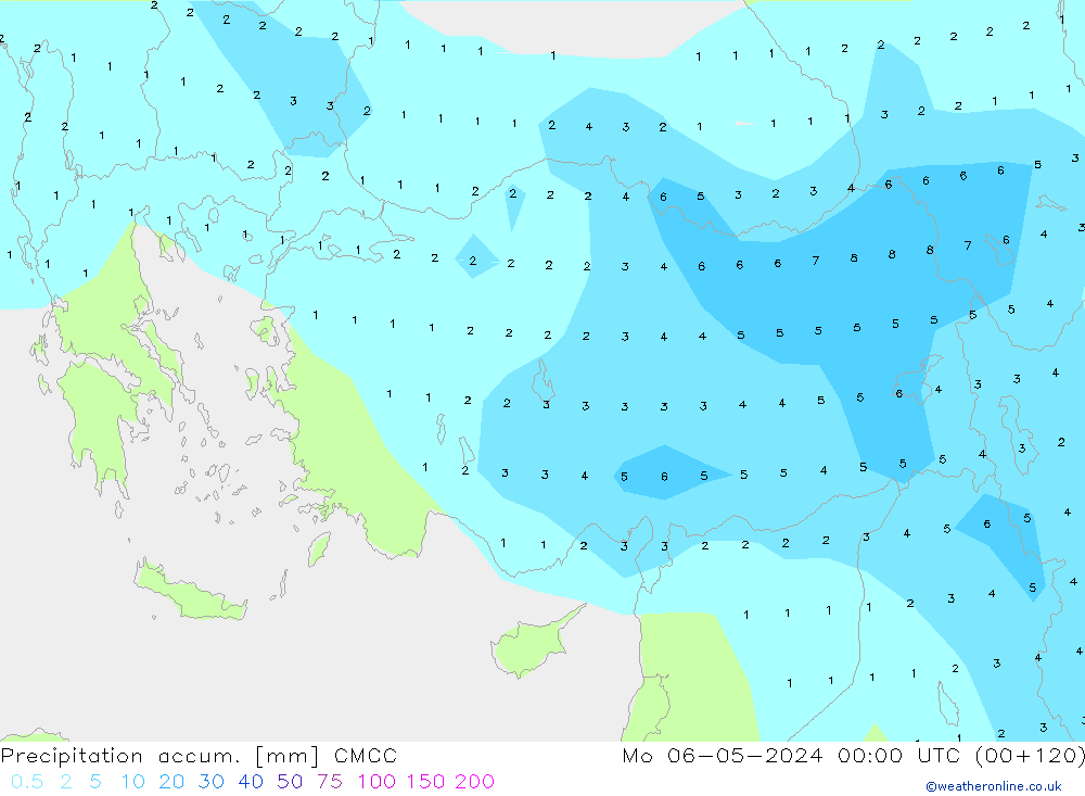 Precipitación acum. CMCC lun 06.05.2024 00 UTC