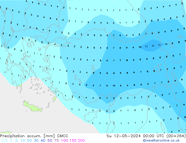 Totale neerslag CMCC zo 12.05.2024 00 UTC