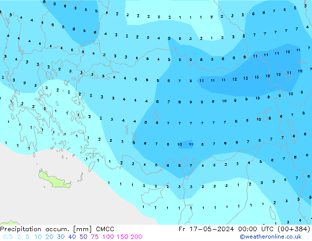 Precipitation accum. CMCC pt. 17.05.2024 00 UTC