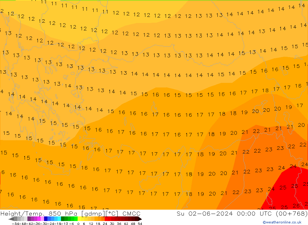 Height/Temp. 850 hPa CMCC Su 02.06.2024 00 UTC