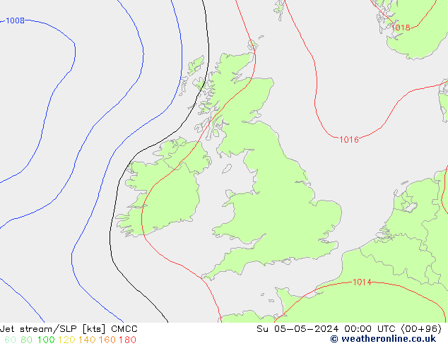 Jet stream/SLP CMCC Su 05.05.2024 00 UTC