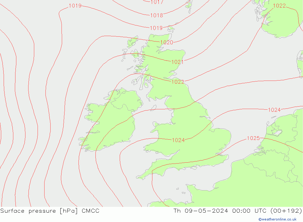 Surface pressure CMCC Th 09.05.2024 00 UTC