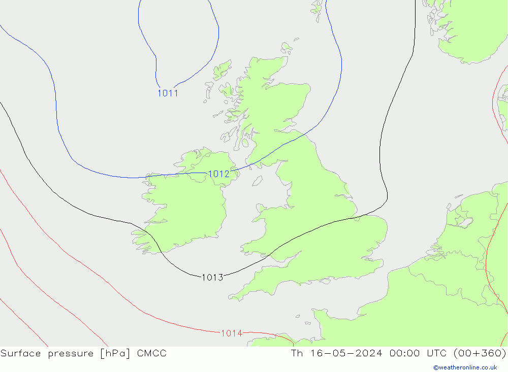 Surface pressure CMCC Th 16.05.2024 00 UTC