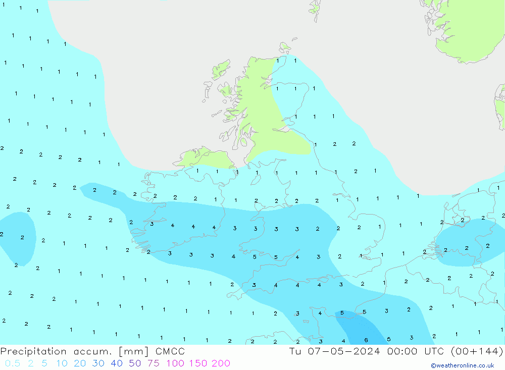 Precipitation accum. CMCC Tu 07.05.2024 00 UTC