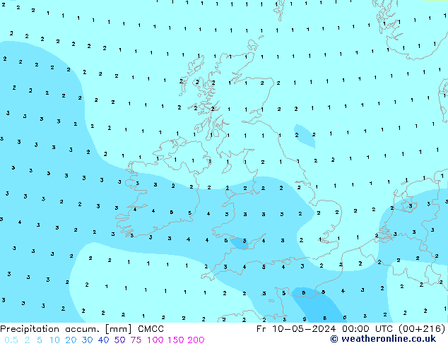 Precipitation accum. CMCC Pá 10.05.2024 00 UTC