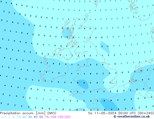 Precipitation accum. CMCC So 11.05.2024 00 UTC