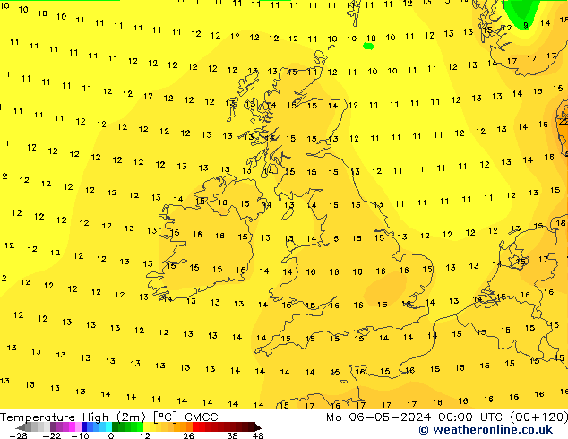 Temperature High (2m) CMCC Mo 06.05.2024 00 UTC
