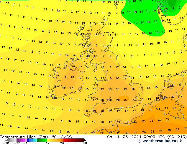 Temperature High (2m) CMCC Sa 11.05.2024 00 UTC