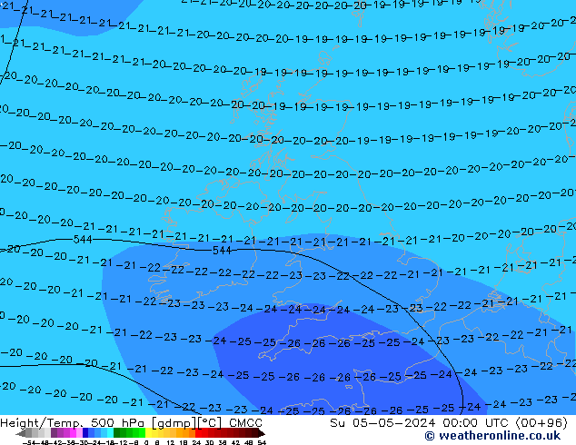 Height/Temp. 500 hPa CMCC  05.05.2024 00 UTC