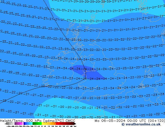 Height/Temp. 500 hPa CMCC lun 06.05.2024 00 UTC