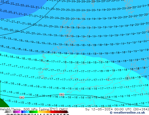 Height/Temp. 500 hPa CMCC So 12.05.2024 00 UTC