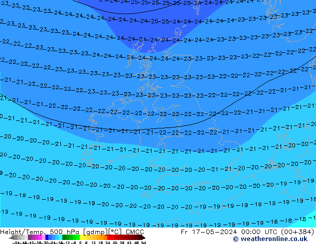 Height/Temp. 500 hPa CMCC Pá 17.05.2024 00 UTC