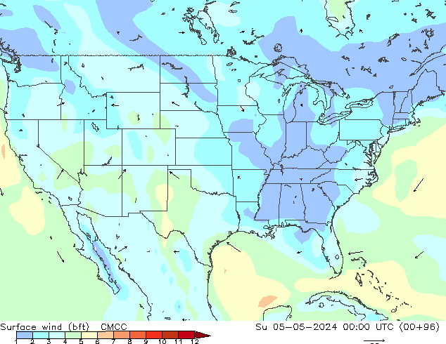 Surface wind (bft) CMCC Su 05.05.2024 00 UTC