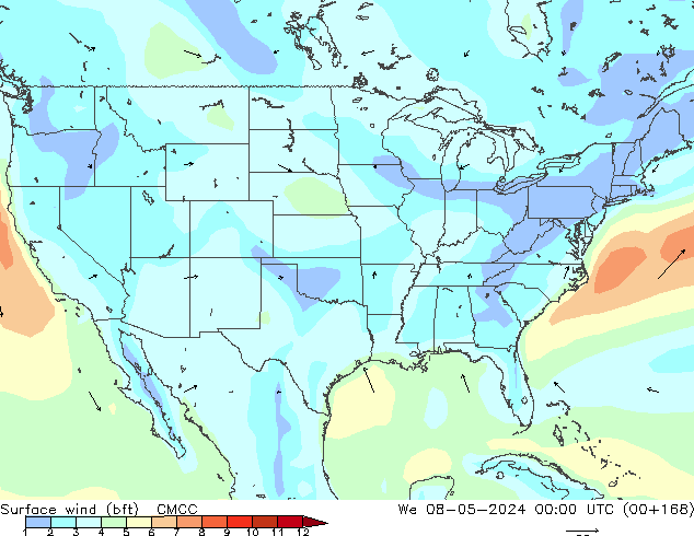 Surface wind (bft) CMCC We 08.05.2024 00 UTC