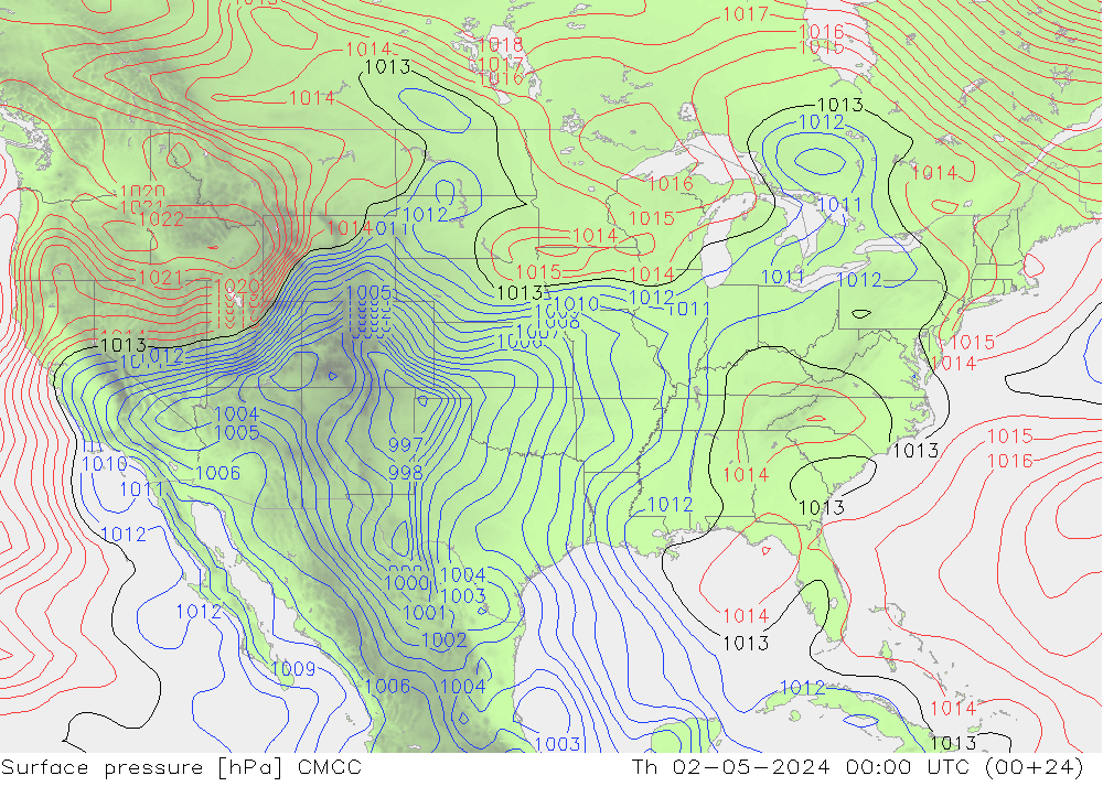 Surface pressure CMCC Th 02.05.2024 00 UTC