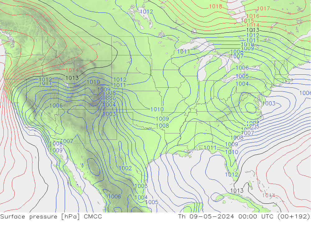 Atmosférický tlak CMCC Čt 09.05.2024 00 UTC