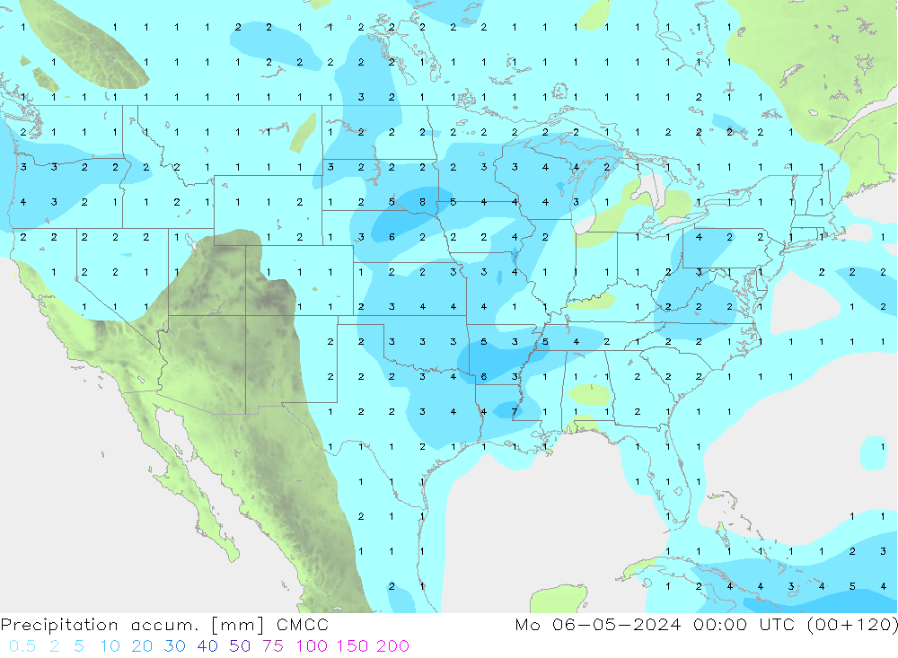 Precipitation accum. CMCC pon. 06.05.2024 00 UTC