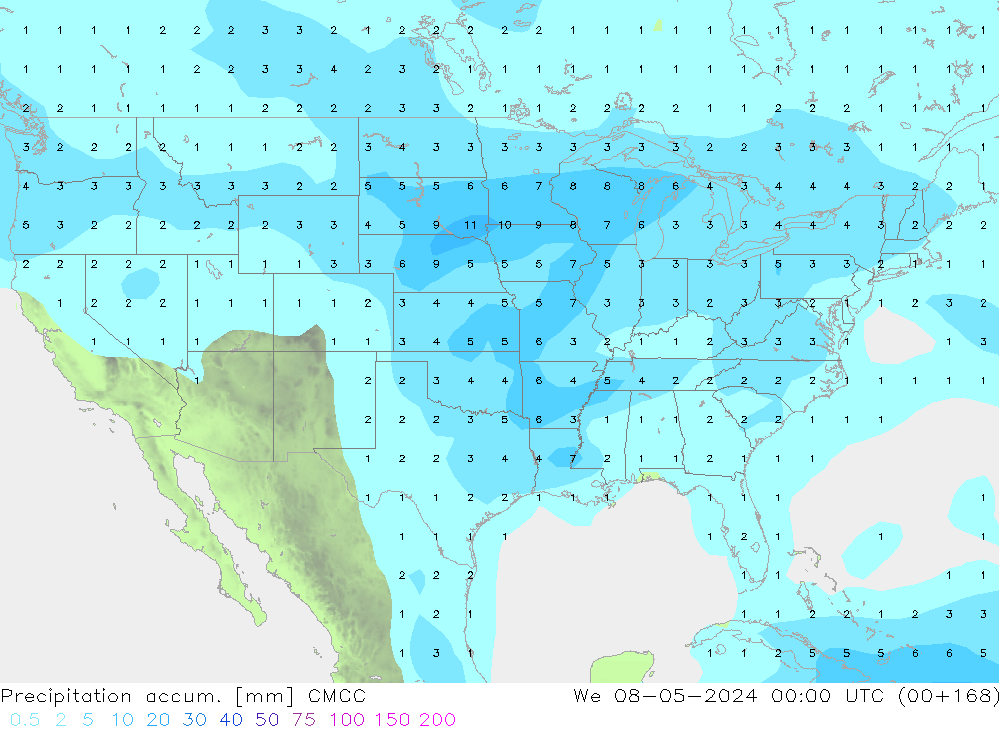 Precipitation accum. CMCC We 08.05.2024 00 UTC