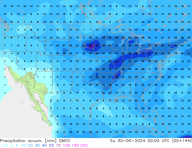 Precipitation accum. CMCC Вс 30.06.2024 00 UTC