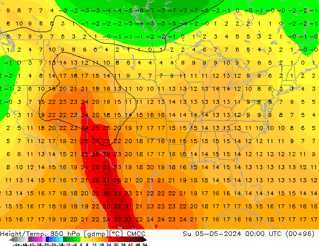 Géop./Temp. 850 hPa CMCC dim 05.05.2024 00 UTC