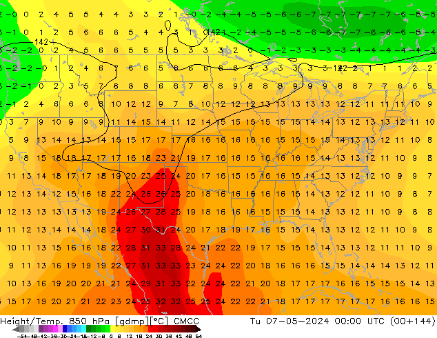 Height/Temp. 850 hPa CMCC Ter 07.05.2024 00 UTC