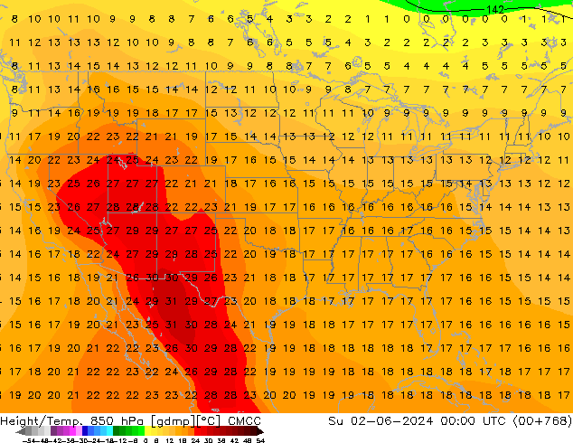 Height/Temp. 850 hPa CMCC Su 02.06.2024 00 UTC