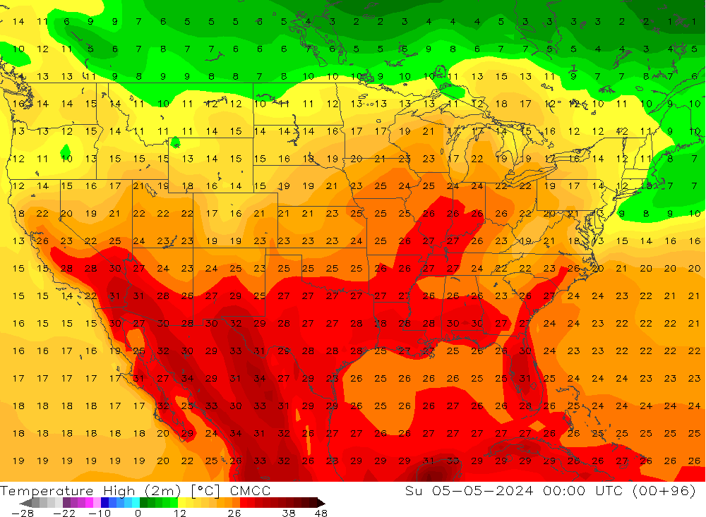 Temperatura máx. (2m) CMCC dom 05.05.2024 00 UTC