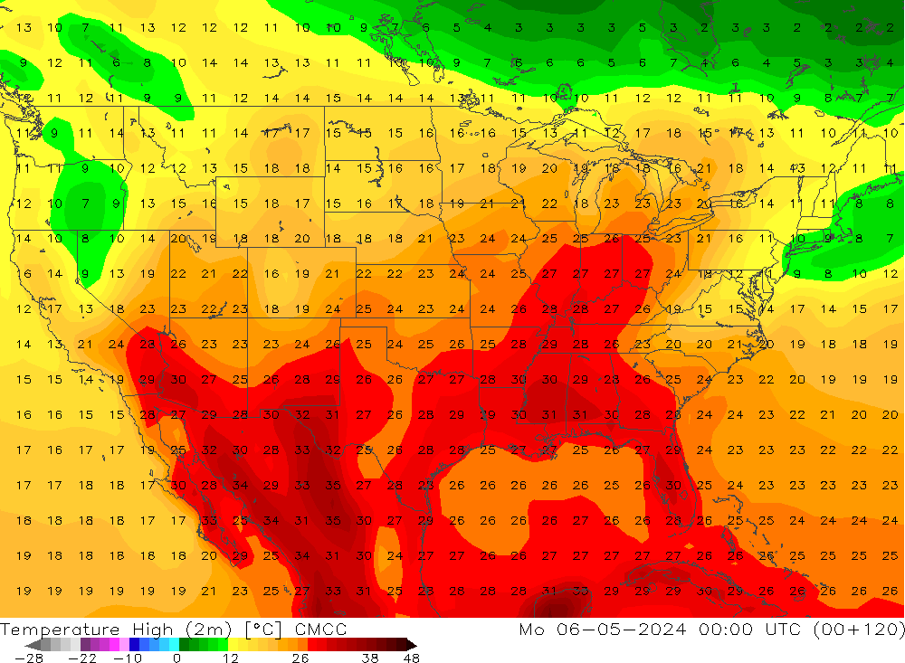 Temperature High (2m) CMCC Mo 06.05.2024 00 UTC